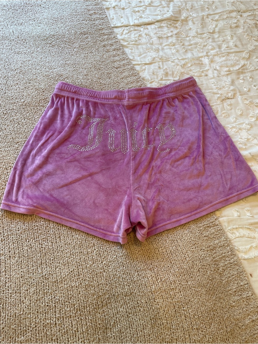 Juicy Couture Velour Shorts with Bedazzled Logo - size large